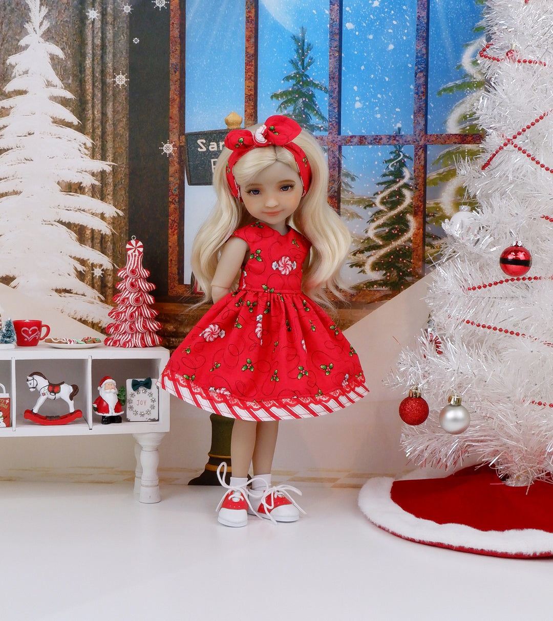 peppermint christmas dress Proper Peony Girls Green Check Embroidered Christmas Peppermint Dress 5