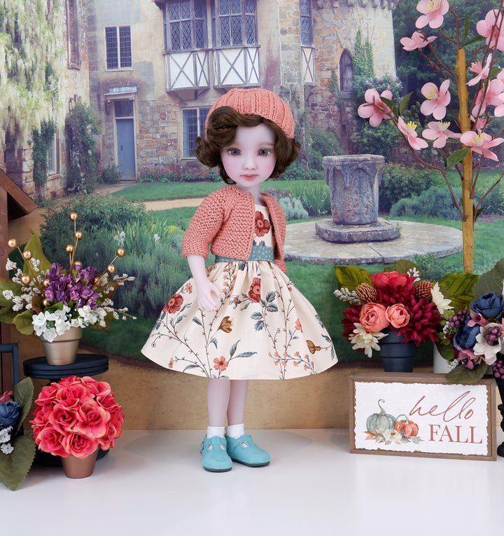Persimmon Petals - dress and sweater with shoes for Ruby Red Fashion Friends doll