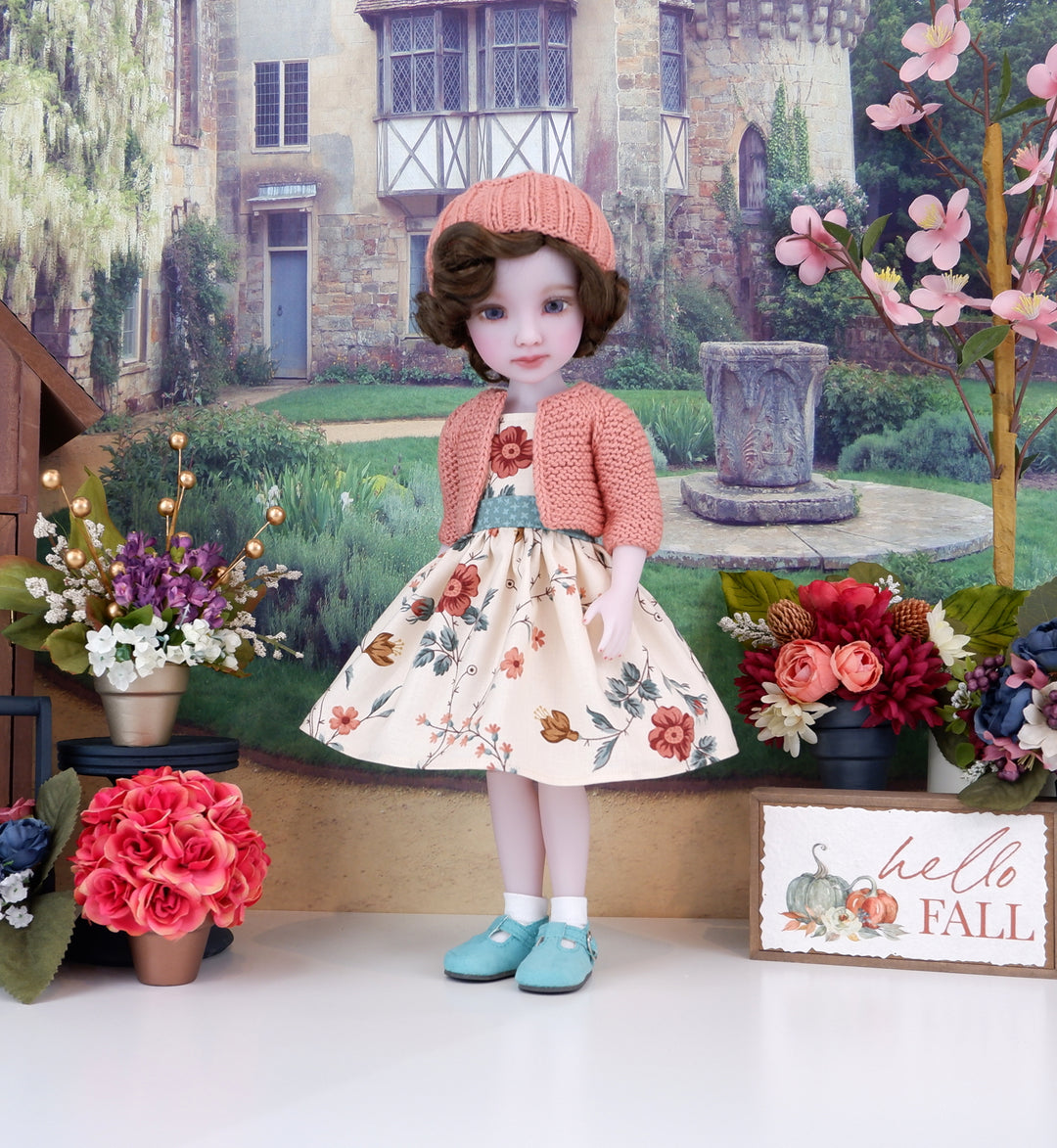 Persimmon Petals - dress and sweater with shoes for Ruby Red Fashion Friends doll