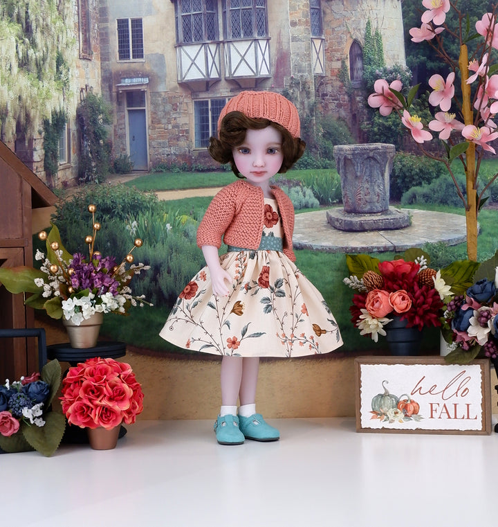 Persimmon Petals - dress and sweater with shoes for Ruby Red Fashion Friends doll
