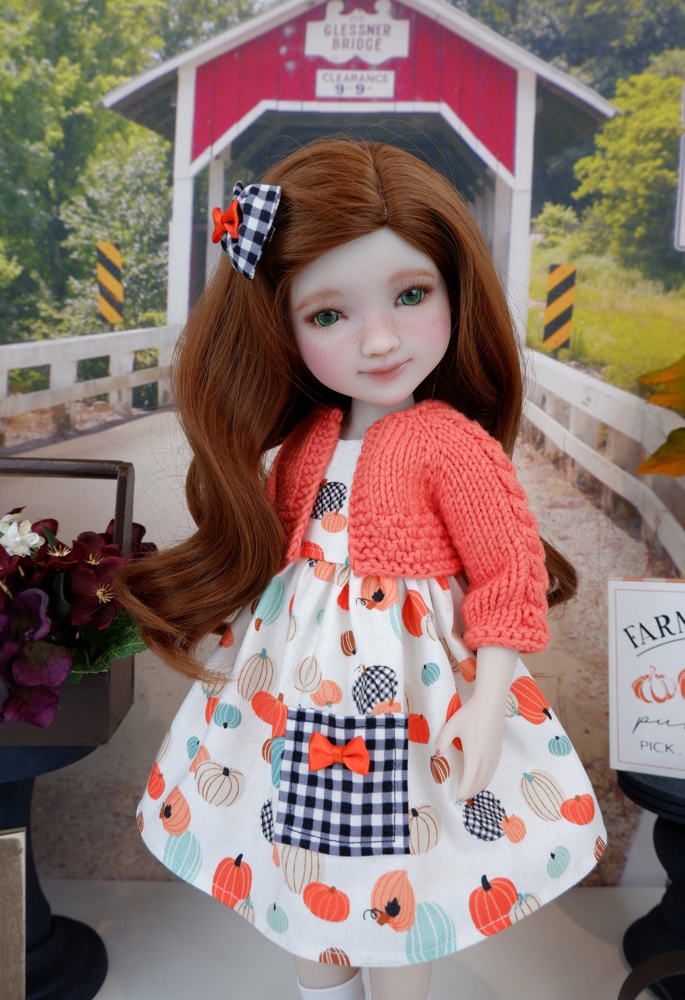 Pick your Pumpkin - dress with sweater & boots for Ruby Red Fashion Friends doll