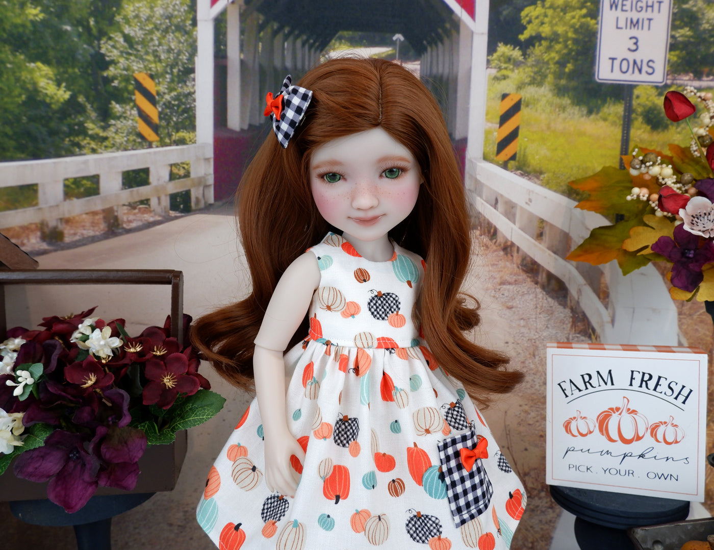 Pick your Pumpkin - dress with sweater & boots for Ruby Red Fashion Friends doll