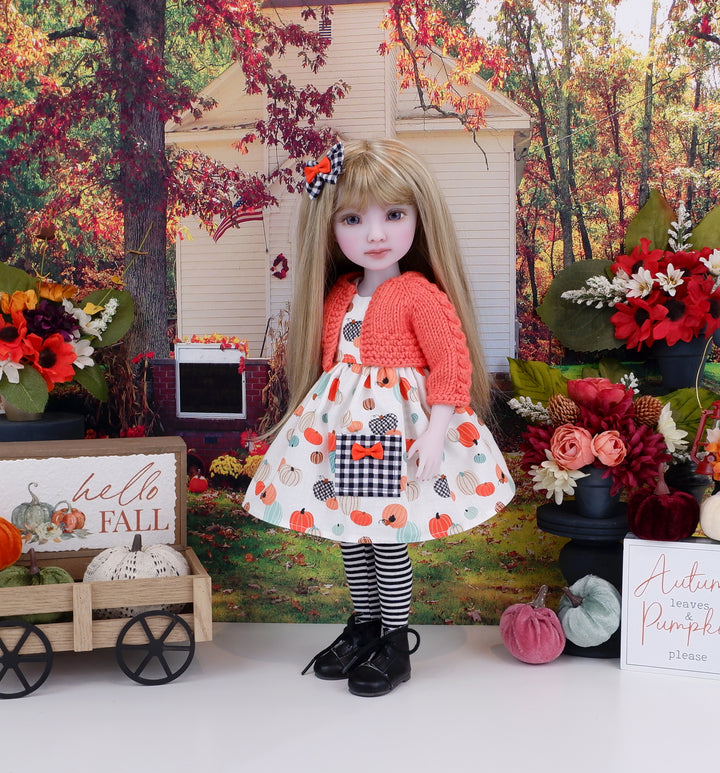 Pick your Pumpkin - dress with sweater & boots for Ruby Red Fashion Friends doll