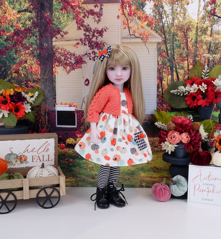 Pick your Pumpkin - dress with sweater & boots for Ruby Red Fashion Friends doll