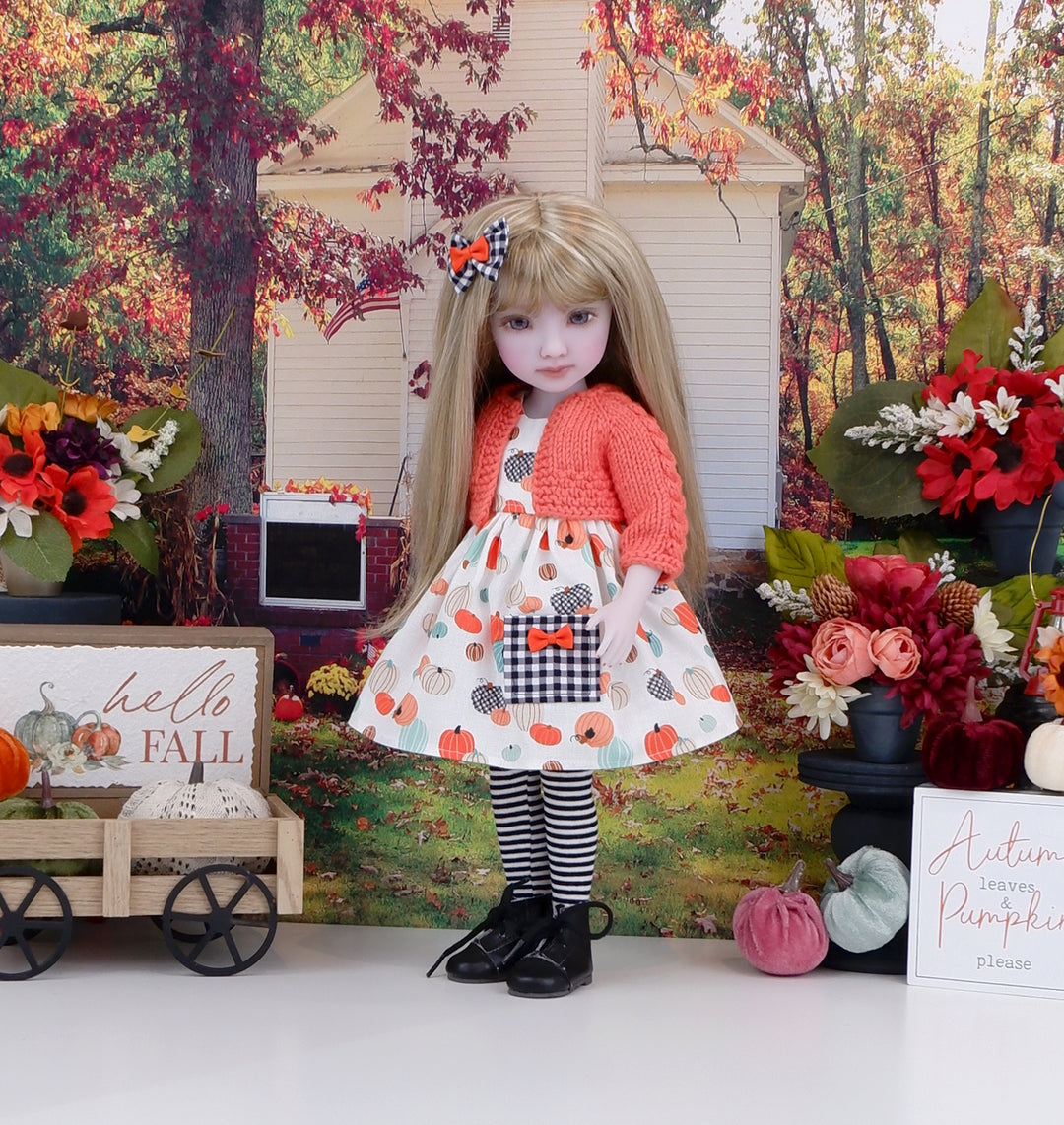 Pick your Pumpkin - dress with sweater & boots for Ruby Red Fashion Friends doll