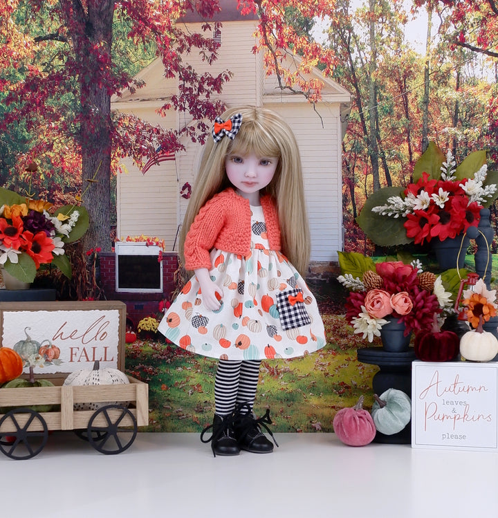 Pick your Pumpkin - dress with sweater & boots for Ruby Red Fashion Friends doll
