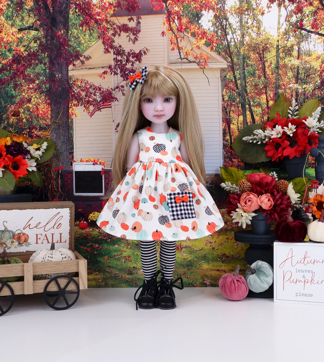 Pick your Pumpkin - dress with sweater & boots for Ruby Red Fashion Friends doll