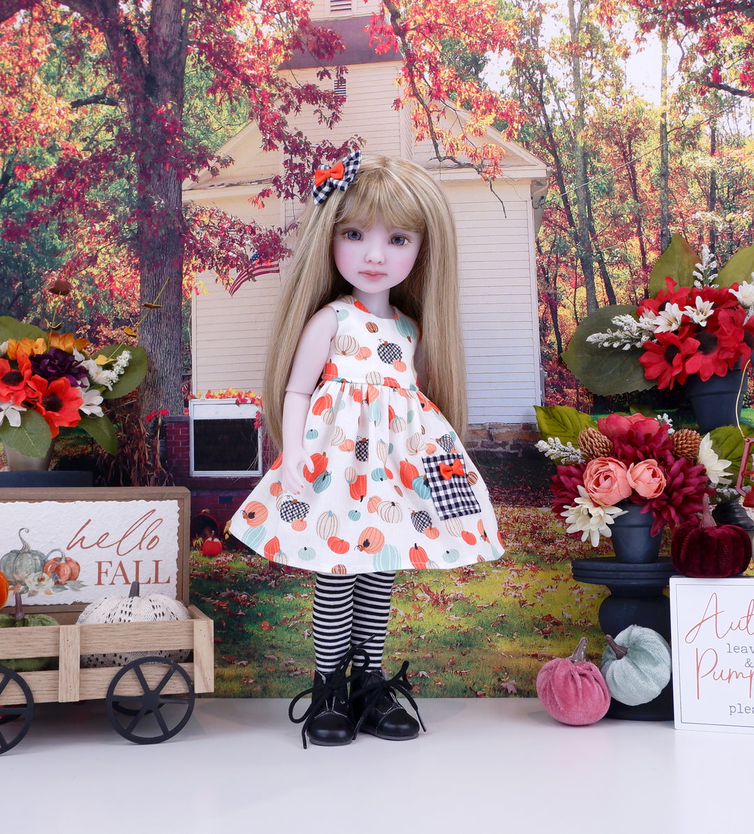 Pick your Pumpkin - dress with sweater & boots for Ruby Red Fashion Friends doll