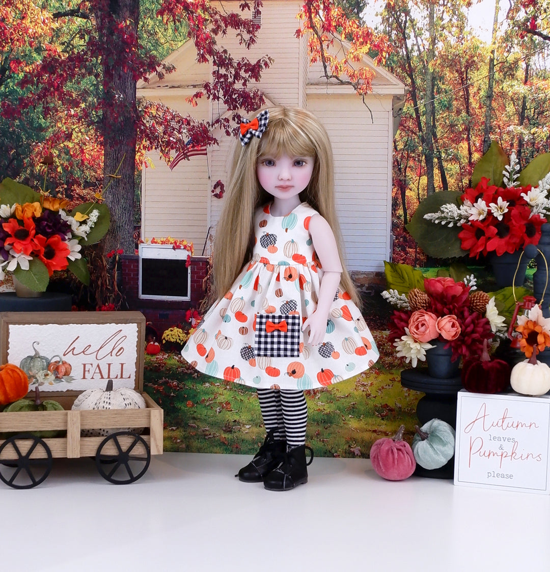 Pick your Pumpkin - dress with sweater & boots for Ruby Red Fashion Friends doll