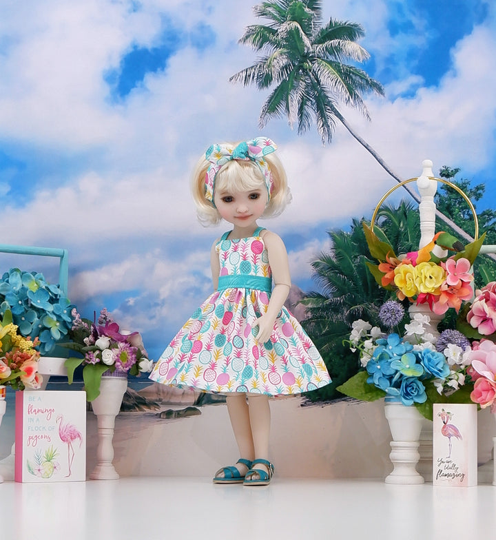 Pineapple Paradise - dress and sandals for Ruby Red Fashion Friends doll