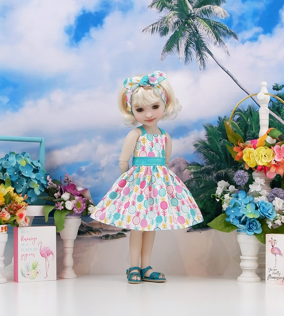 Pineapple Paradise - dress and sandals for Ruby Red Fashion Friends doll