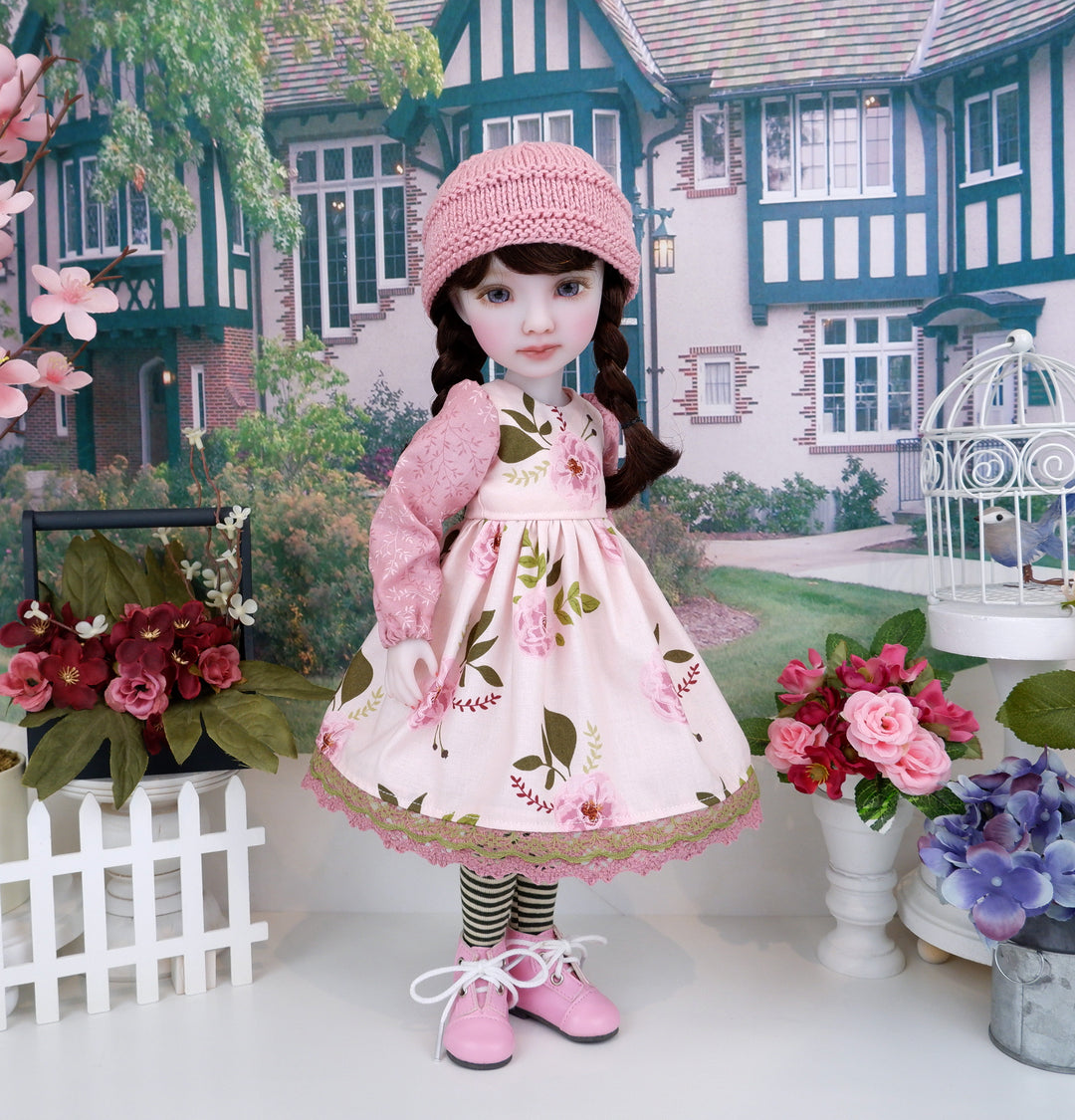 Pink Camellias - dress with boots for Ruby Red Fashion Friends doll