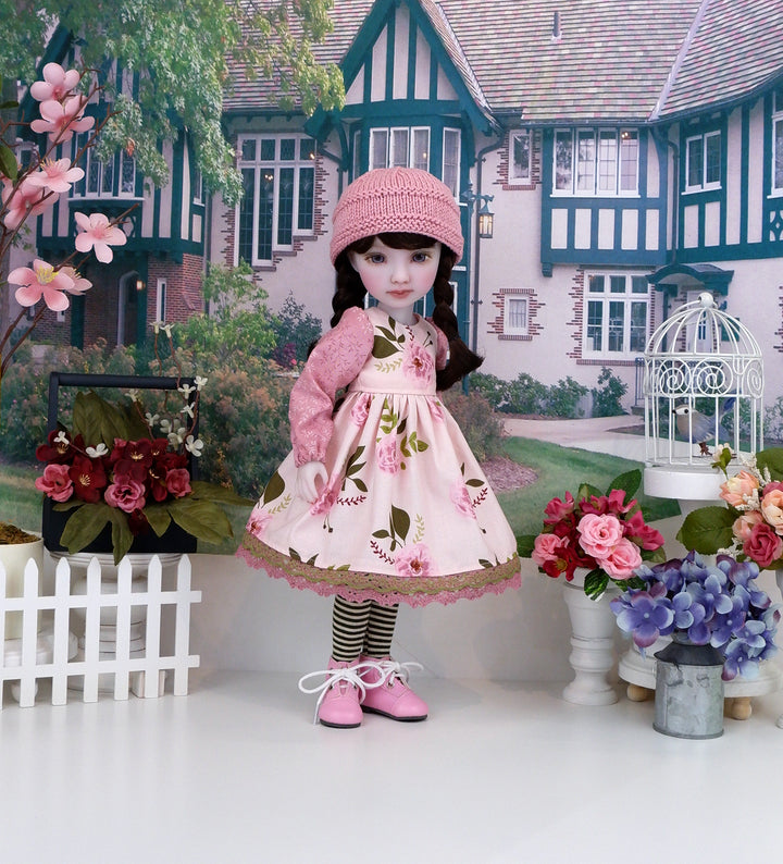 Pink Camellias - dress with boots for Ruby Red Fashion Friends doll