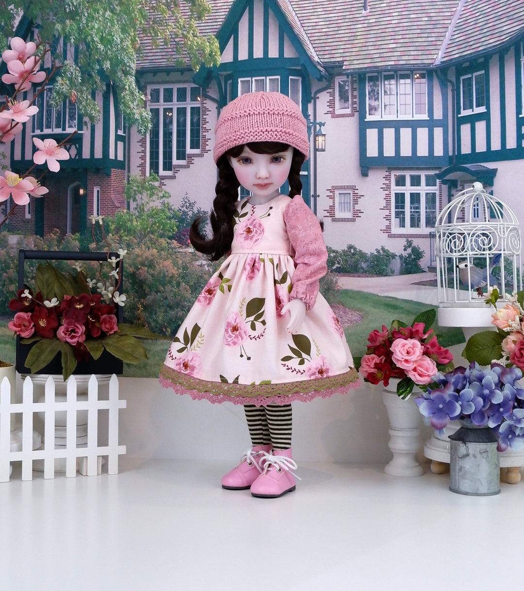 Pink Camellias - dress with boots for Ruby Red Fashion Friends doll