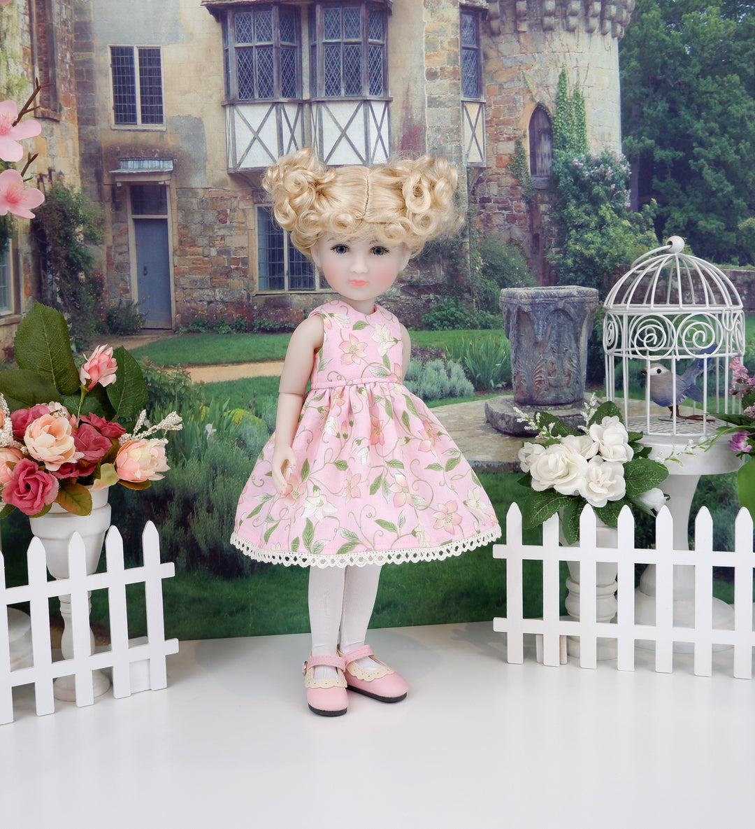 Pink Clematis - dress and shoes for Ruby Red Siblies doll