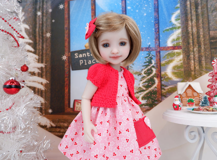Pink Holly - dress with sweater & shoes for Ruby Red Fashion Friends doll
