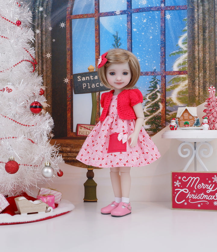 Pink Holly - dress with sweater & shoes for Ruby Red Fashion Friends doll