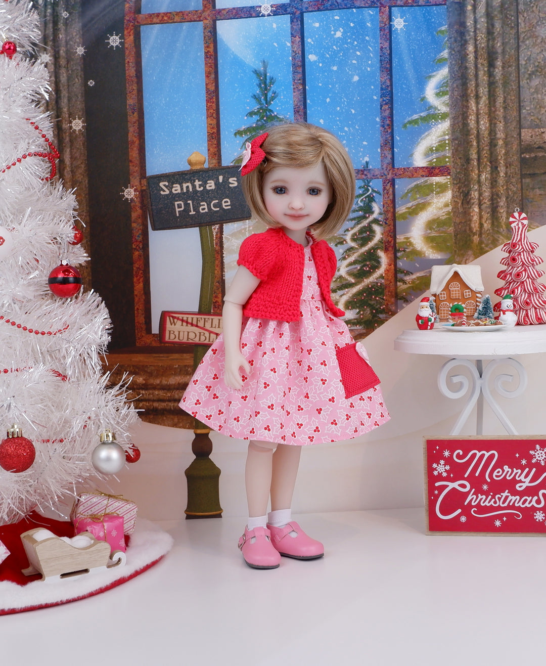 Pink Holly - dress with sweater & shoes for Ruby Red Fashion Friends doll