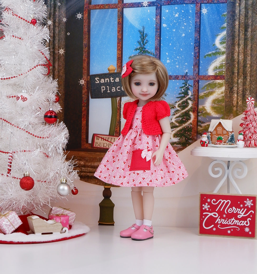 Pink Holly - dress with sweater & shoes for Ruby Red Fashion Friends doll