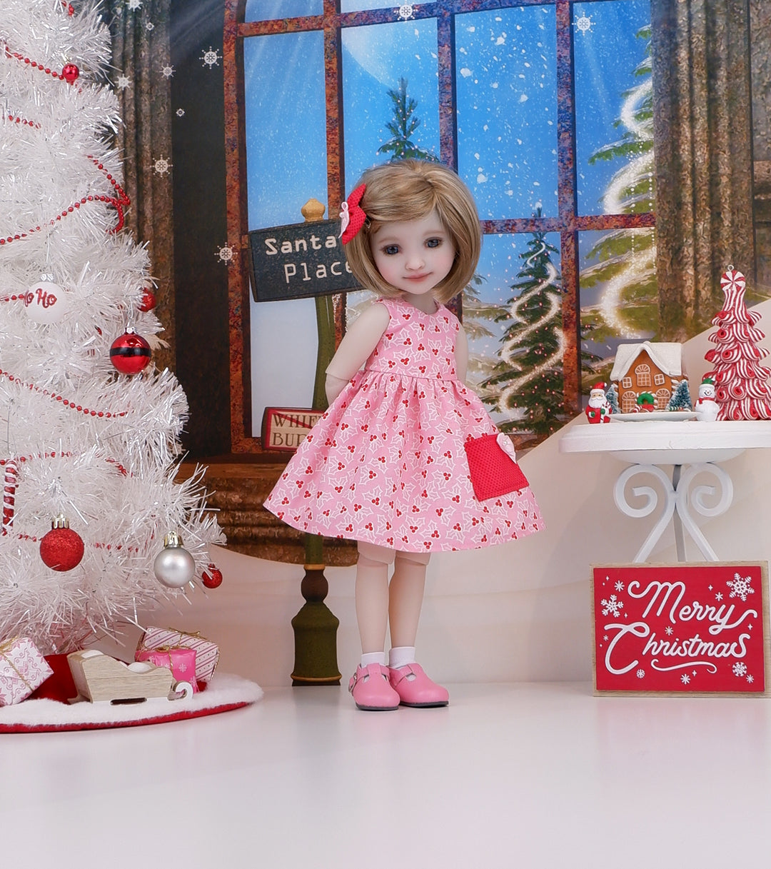 Pink Holly - dress with sweater & shoes for Ruby Red Fashion Friends doll