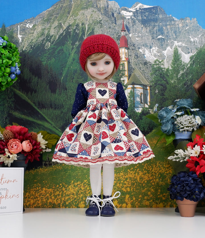 Pioneer Patchwork - dress with boots for Ruby Red Fashion Friends doll