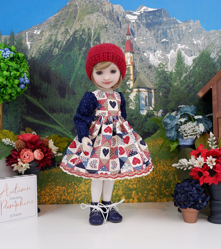 Pioneer Patchwork - dress with boots for Ruby Red Fashion Friends doll