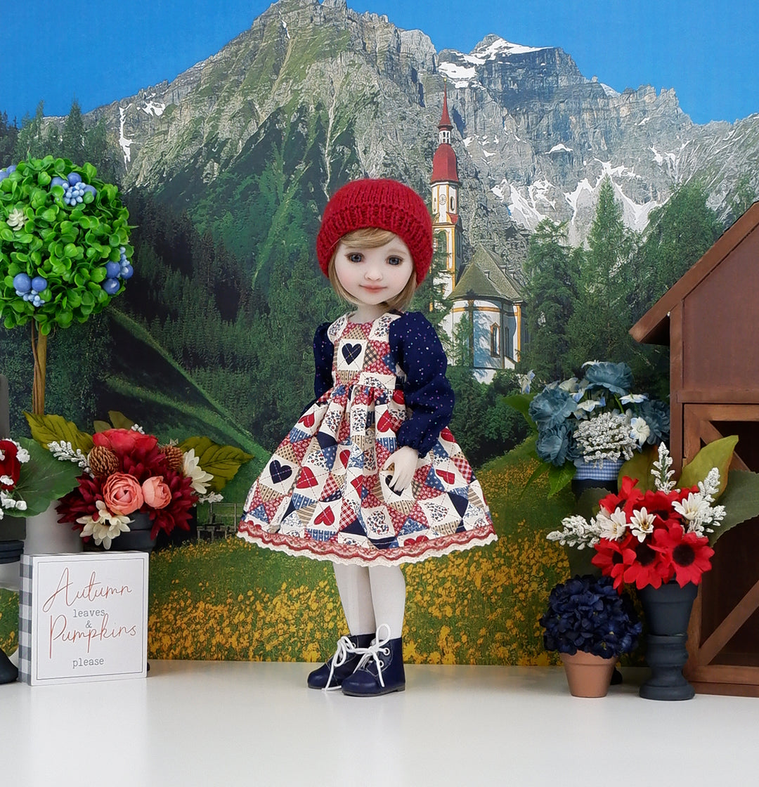 Pioneer Patchwork - dress with boots for Ruby Red Fashion Friends doll