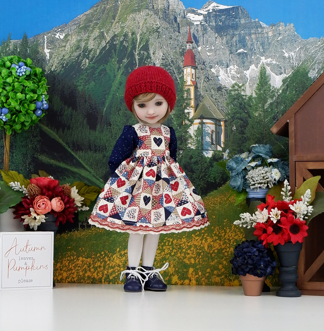 Pioneer Patchwork - dress with boots for Ruby Red Fashion Friends doll