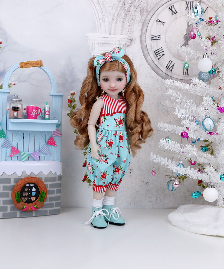 Pixie Poinsettias - romper with boots for Ruby Red Fashion Friends doll