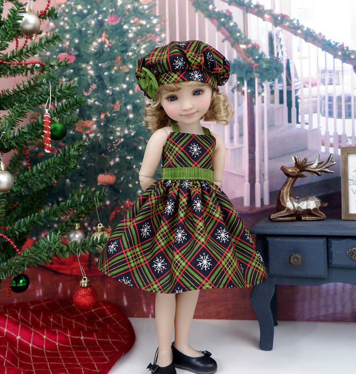 Plaid Snowflakes - dress with shoes for Ruby Red Fashion Friends doll