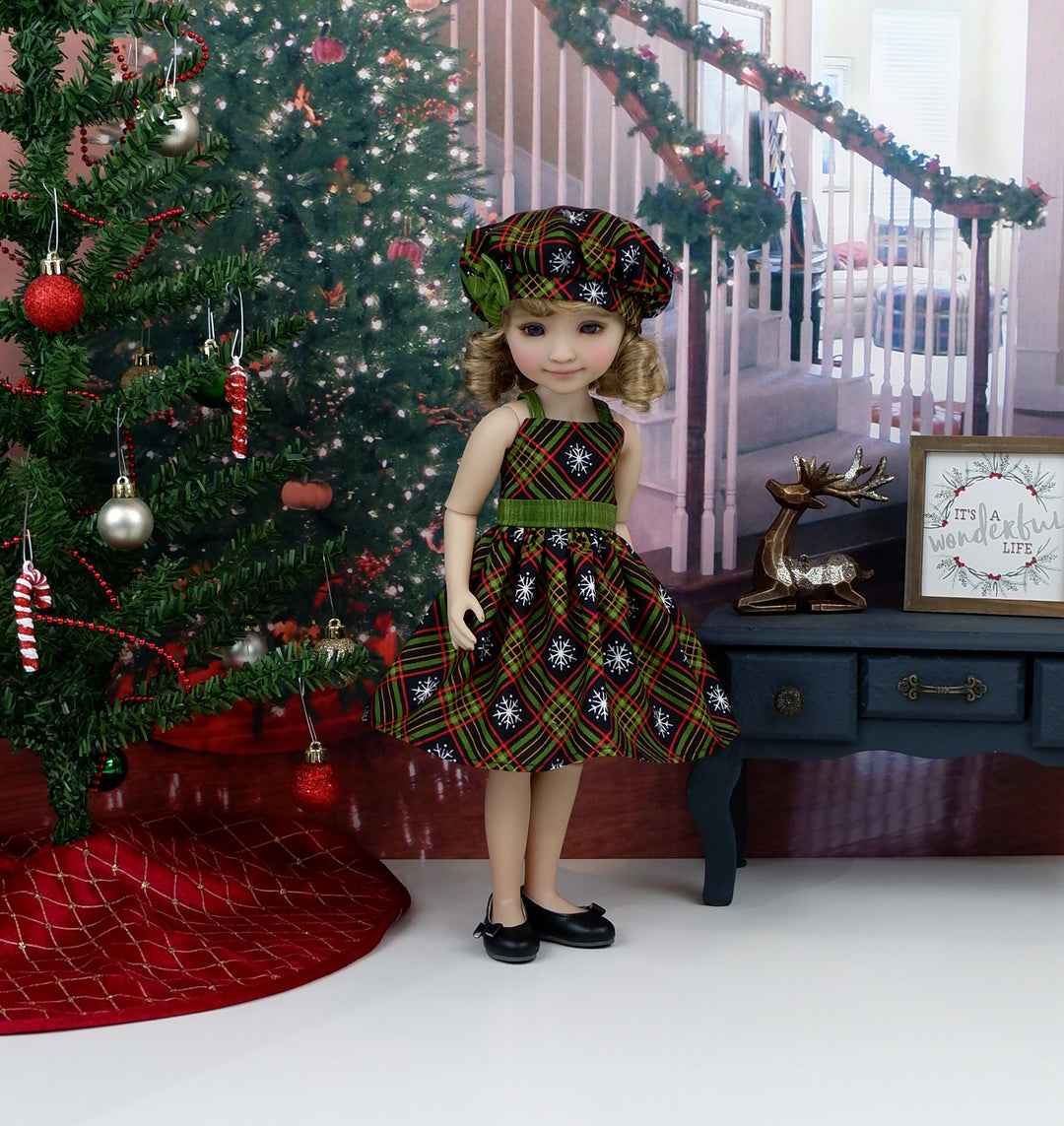 Plaid Snowflakes - dress with shoes for Ruby Red Fashion Friends doll