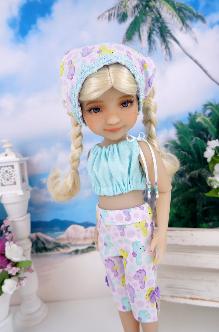 Playful Seahorse - crop top & capris with sandals for Ruby Red Fashion Friends doll