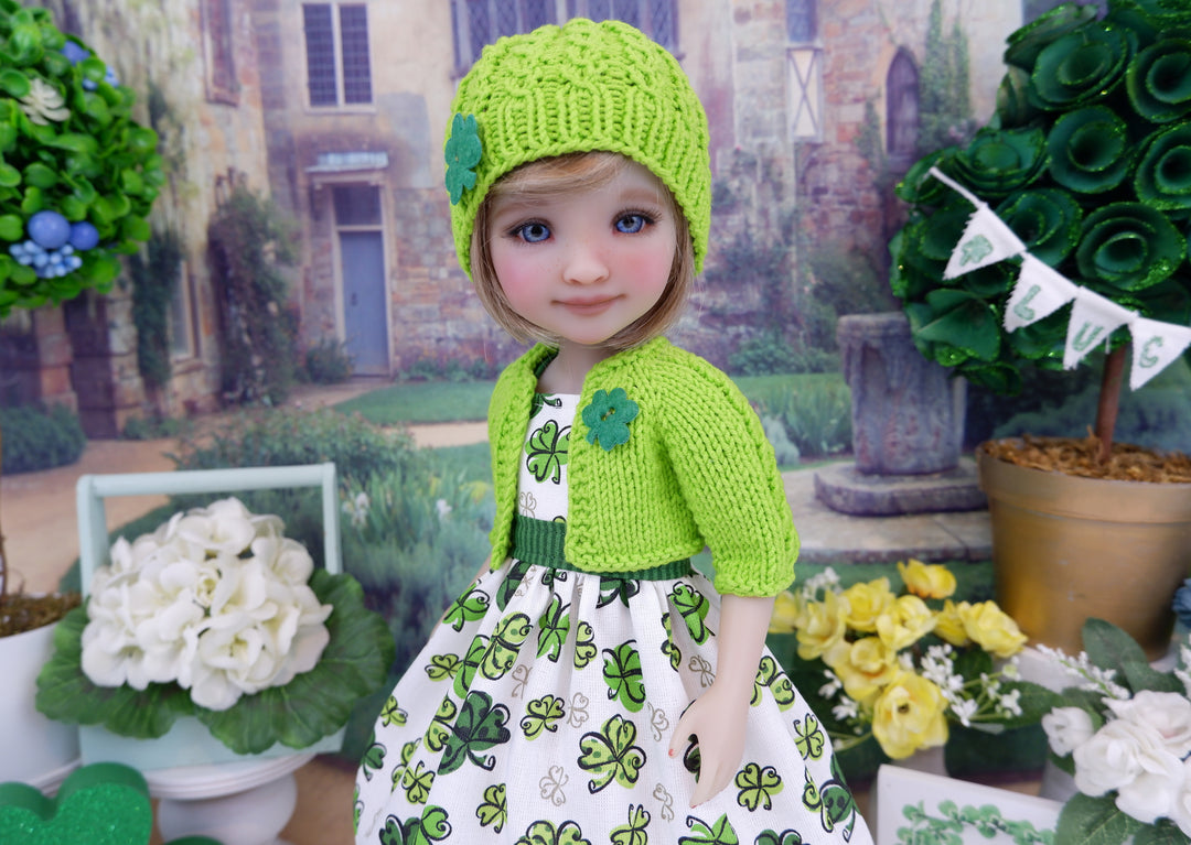 Polka Dot Clover - dress & sweater with shoes for Ruby Red Fashion Friends doll