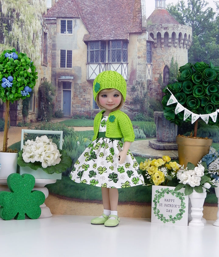 Polka Dot Clover - dress & sweater with shoes for Ruby Red Fashion Friends doll