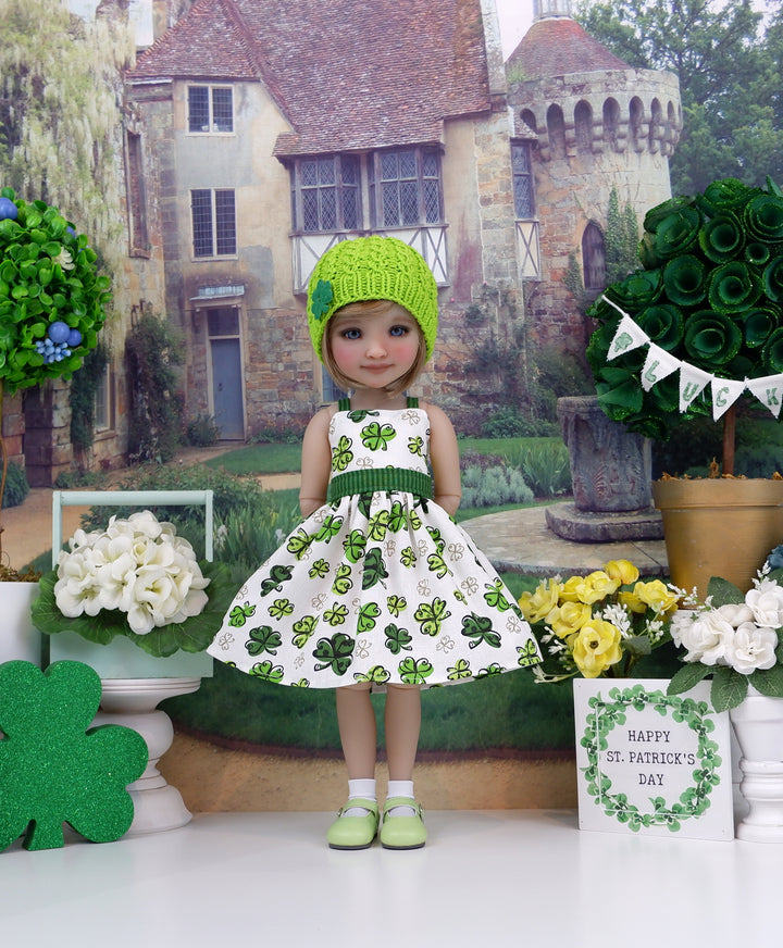 Polka Dot Clover - dress & sweater with shoes for Ruby Red Fashion Friends doll