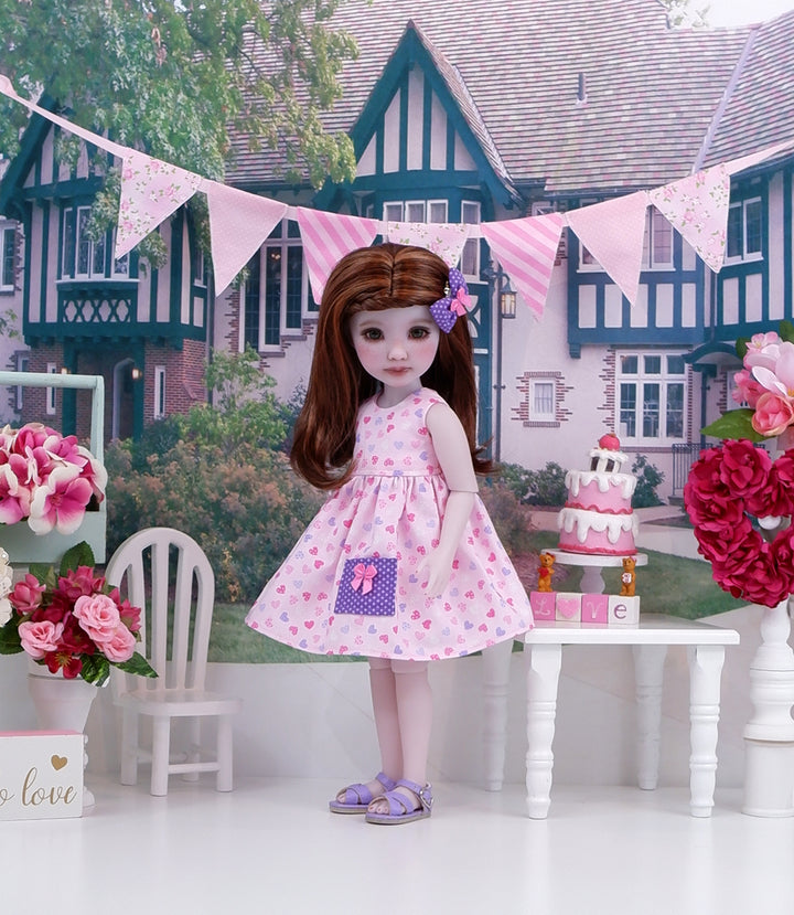 Polka Dot Hearts - dress with sandals for Ruby Red Fashion Friends doll