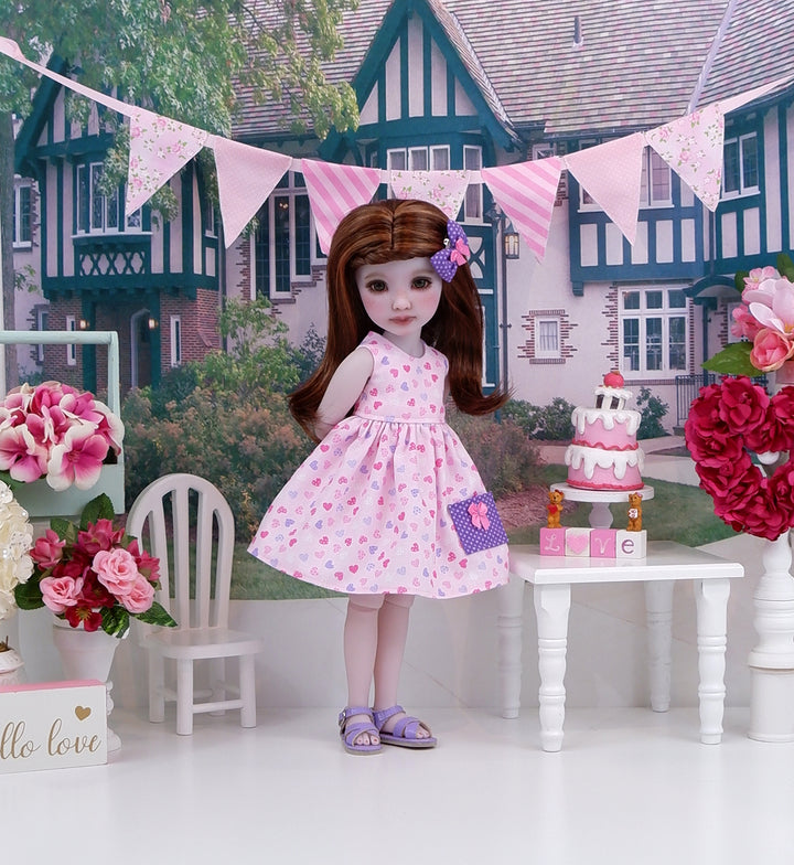 Polka Dot Hearts - dress with sandals for Ruby Red Fashion Friends doll