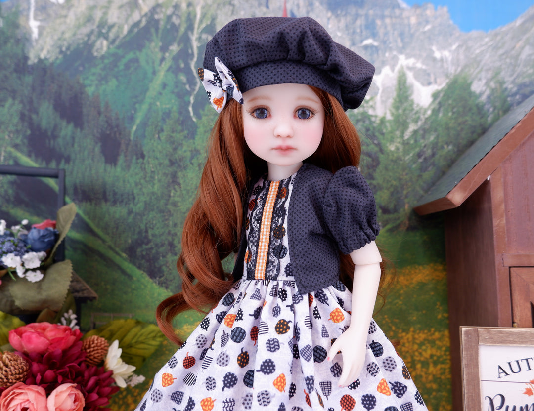 Polka Dot Pumpkins - dress and jacket with boots for Ruby Red Fashion Friends doll
