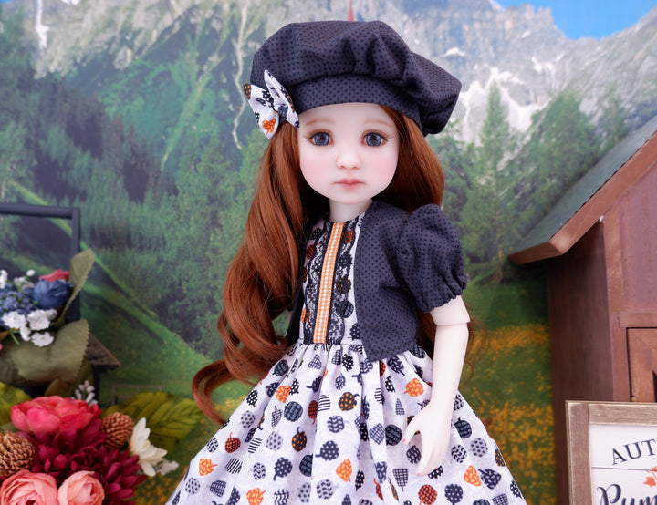 Polka Dot Pumpkins - dress and jacket with boots for Ruby Red Fashion Friends doll