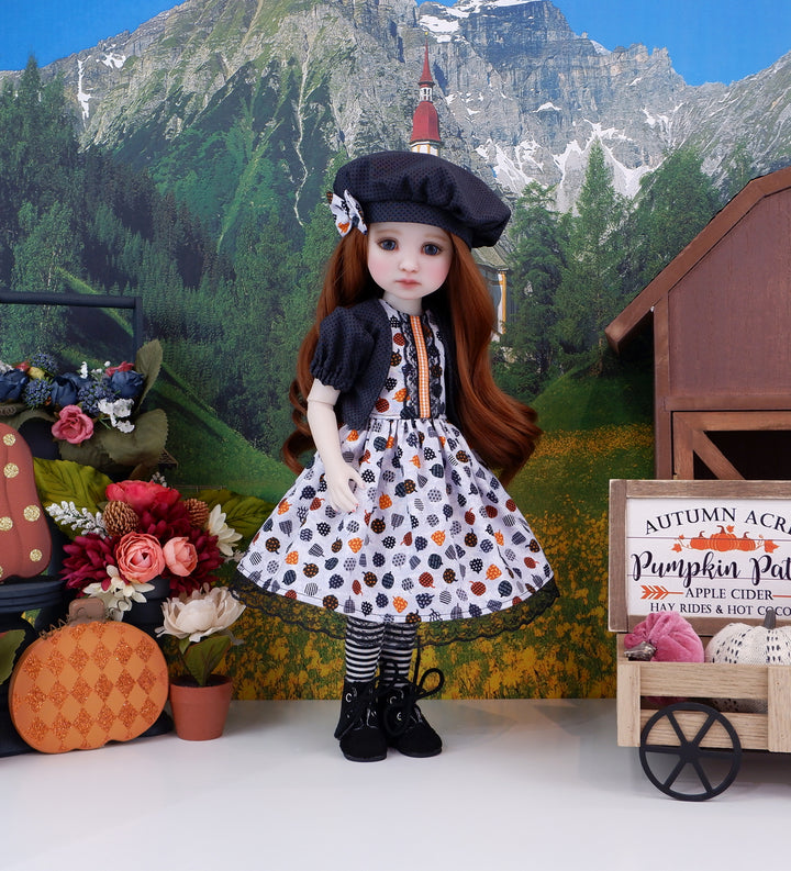 Polka Dot Pumpkins - dress and jacket with boots for Ruby Red Fashion Friends doll