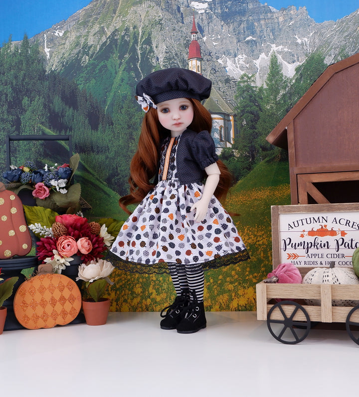 Polka Dot Pumpkins - dress and jacket with boots for Ruby Red Fashion Friends doll