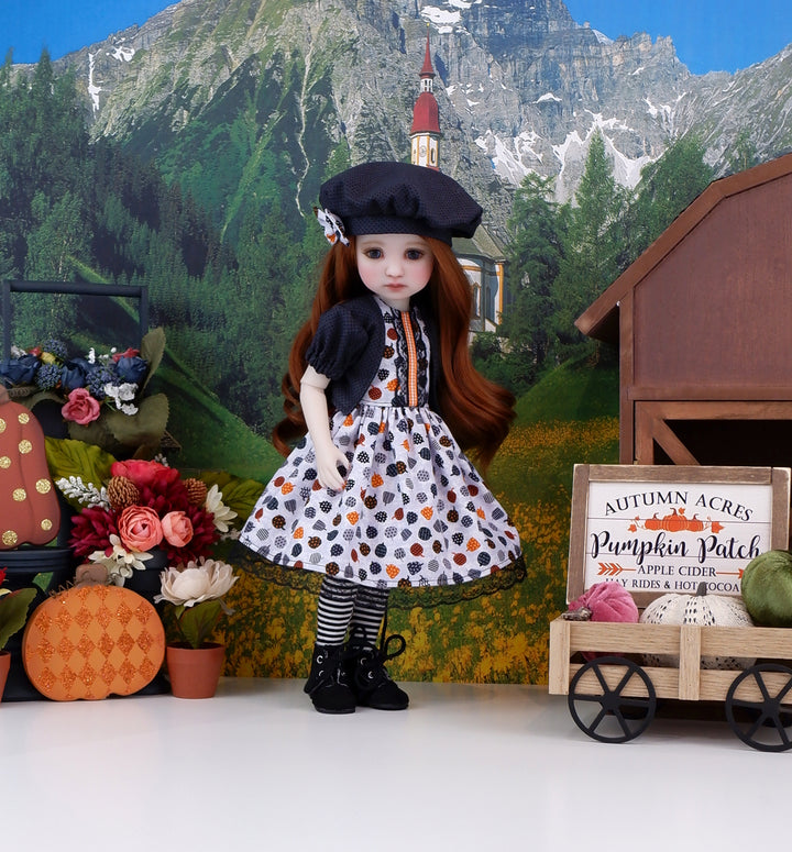 Polka Dot Pumpkins - dress and jacket with boots for Ruby Red Fashion Friends doll