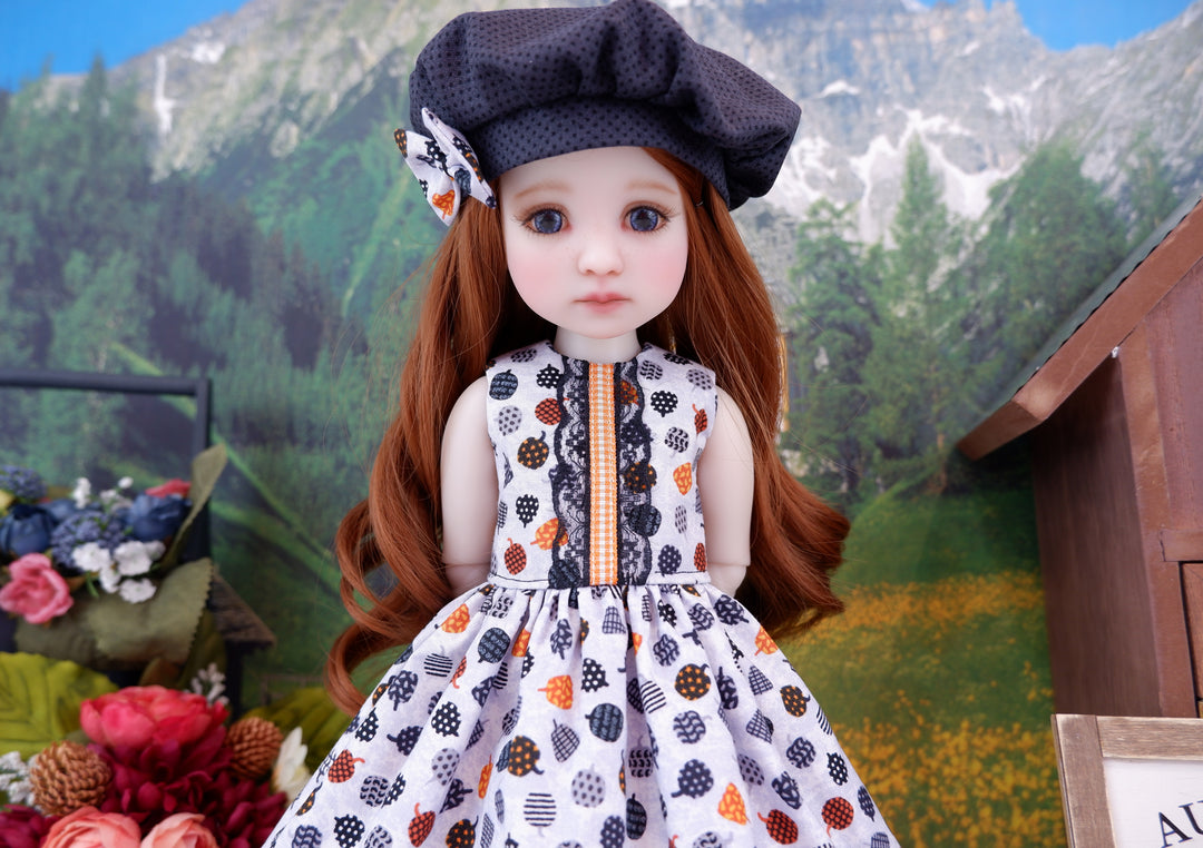 Polka Dot Pumpkins - dress and jacket with boots for Ruby Red Fashion Friends doll