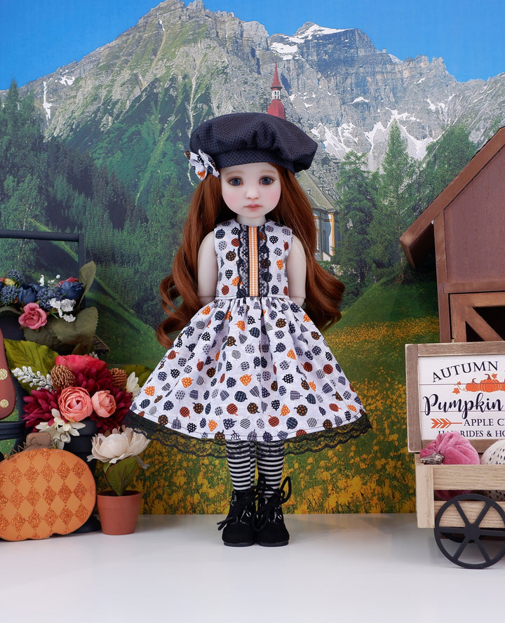 Polka Dot Pumpkins - dress and jacket with boots for Ruby Red Fashion Friends doll