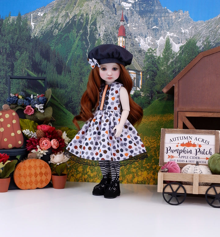 Polka Dot Pumpkins - dress and jacket with boots for Ruby Red Fashion Friends doll