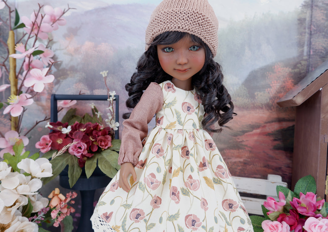 Poppies in Fall - dress ensemble with boots for Ruby Red Fashion Friends doll