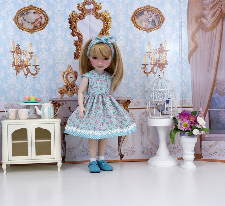 Posies in Aqua - dress with shoes for Ruby Red Fashion Friends doll