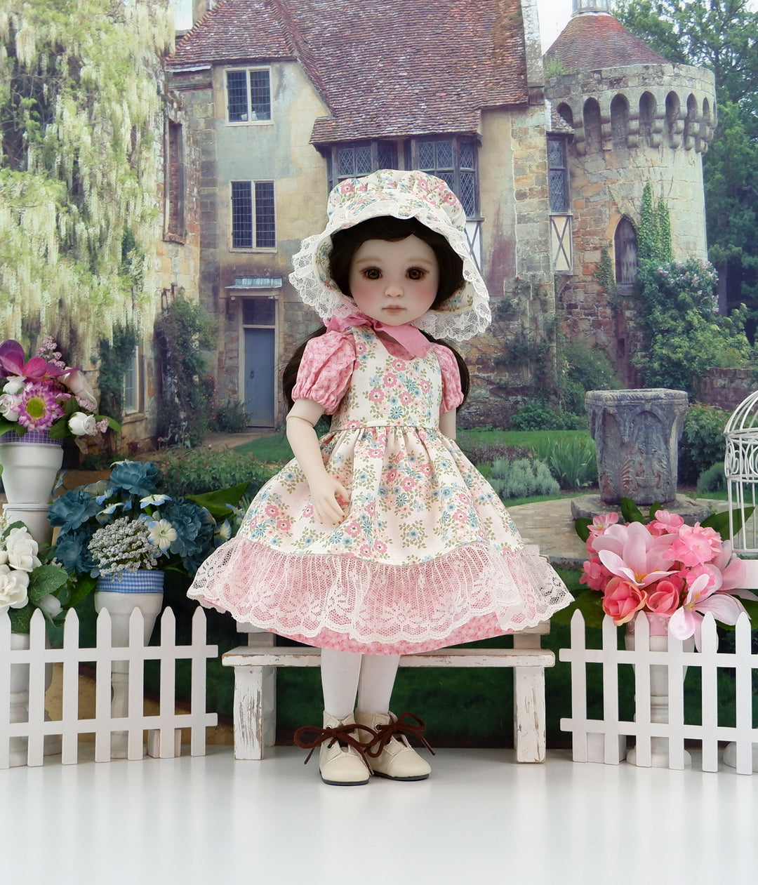 Prairie Blooms - dress & pinafore with boots for Ruby Red Fashion Friends doll