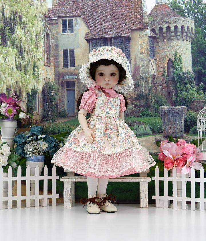 Prairie Blooms - dress & pinafore with boots for Ruby Red Fashion Friends doll