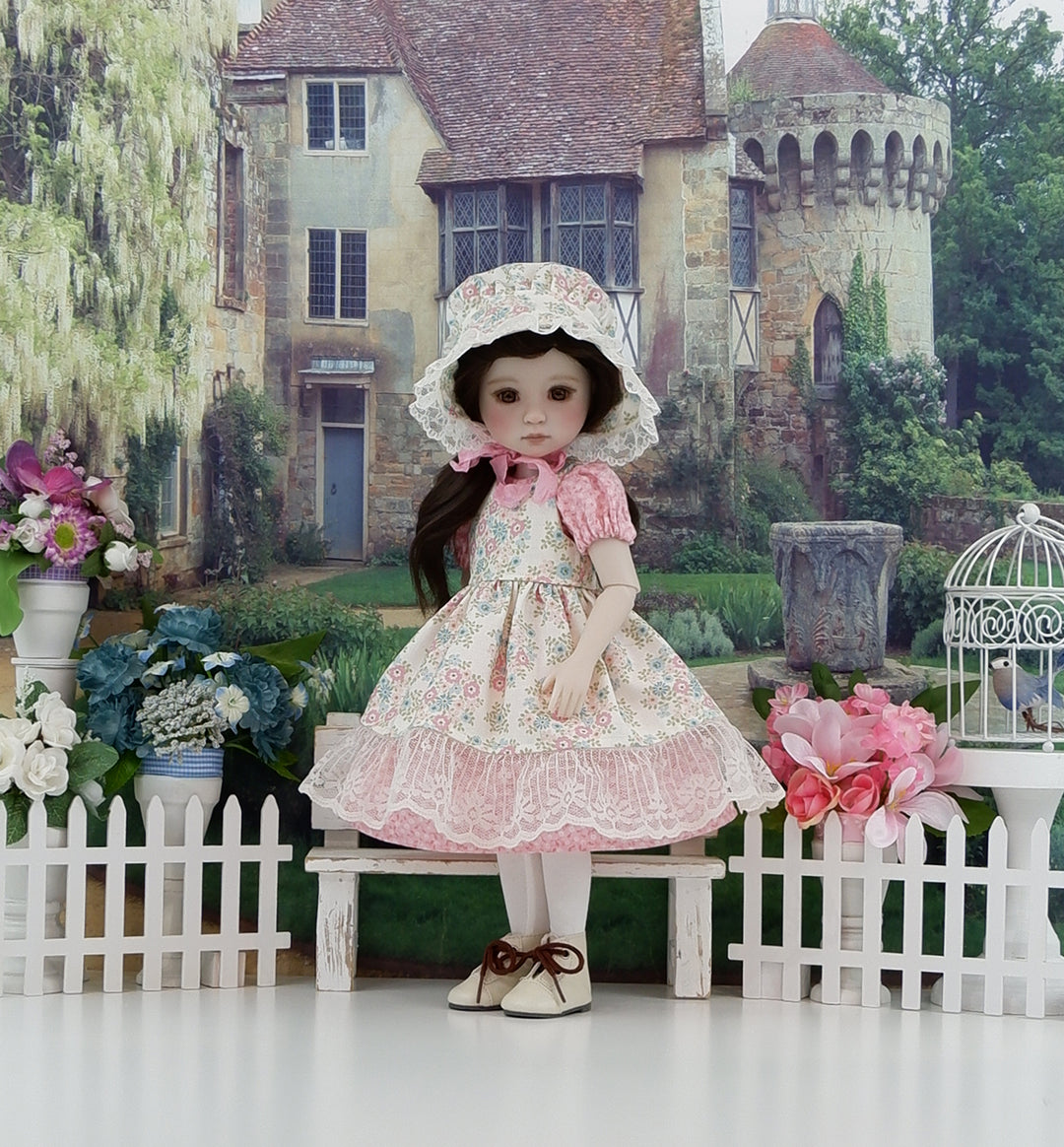 Prairie Blooms - dress & pinafore with boots for Ruby Red Fashion Friends doll